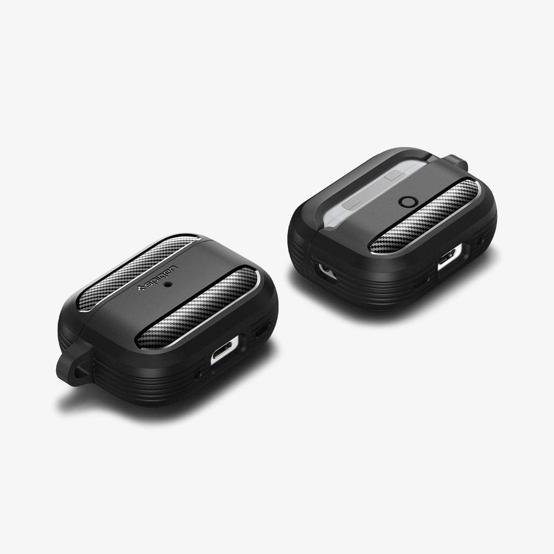 ACS05482 - Apple AirPods Pro 2 Case Rugged Armor in matte black showing the front, back and sides