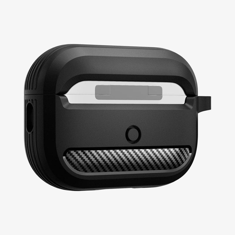 ACS05482 - Apple AirPods Pro 2 Case Rugged Armor in matte black showing the back and side