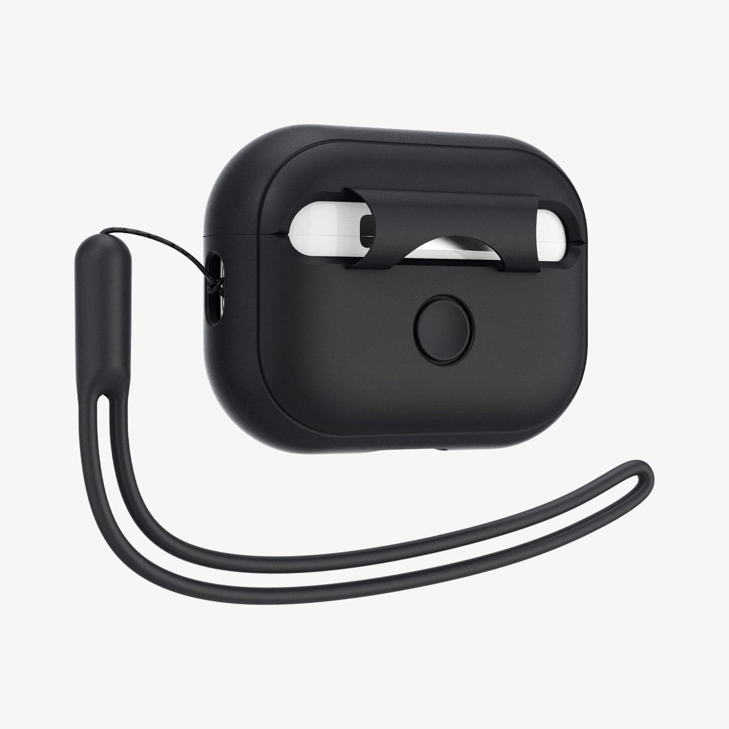 ACS05479 - Apple AirPods Pro 2 Case Silicone Fit + strap in black showing the back and strap