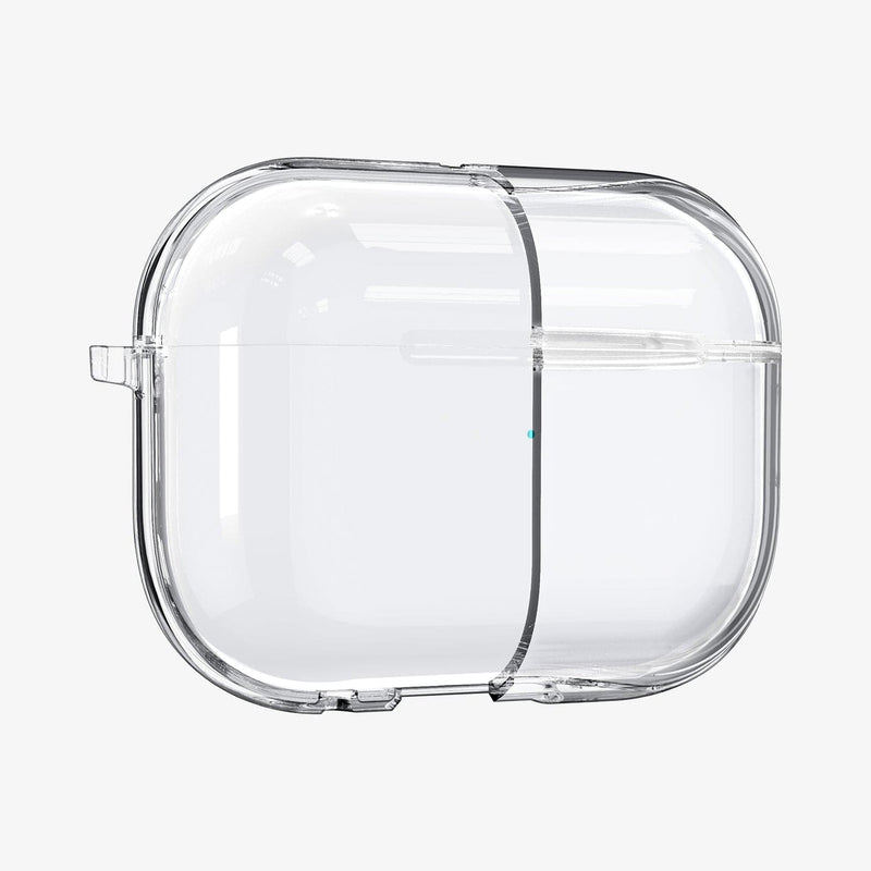 ACS05481 - Apple AirPods Pro 2 Case Ultra Hybrid in crystal clear showing the front with case cut half open