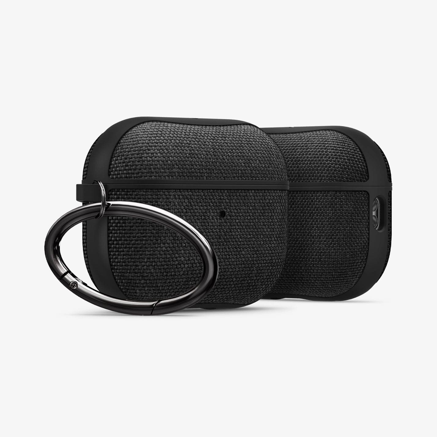 ACS05483 - Apple AirPods Pro 2 Case Urban Fit in black showing the front, sides and carabiner