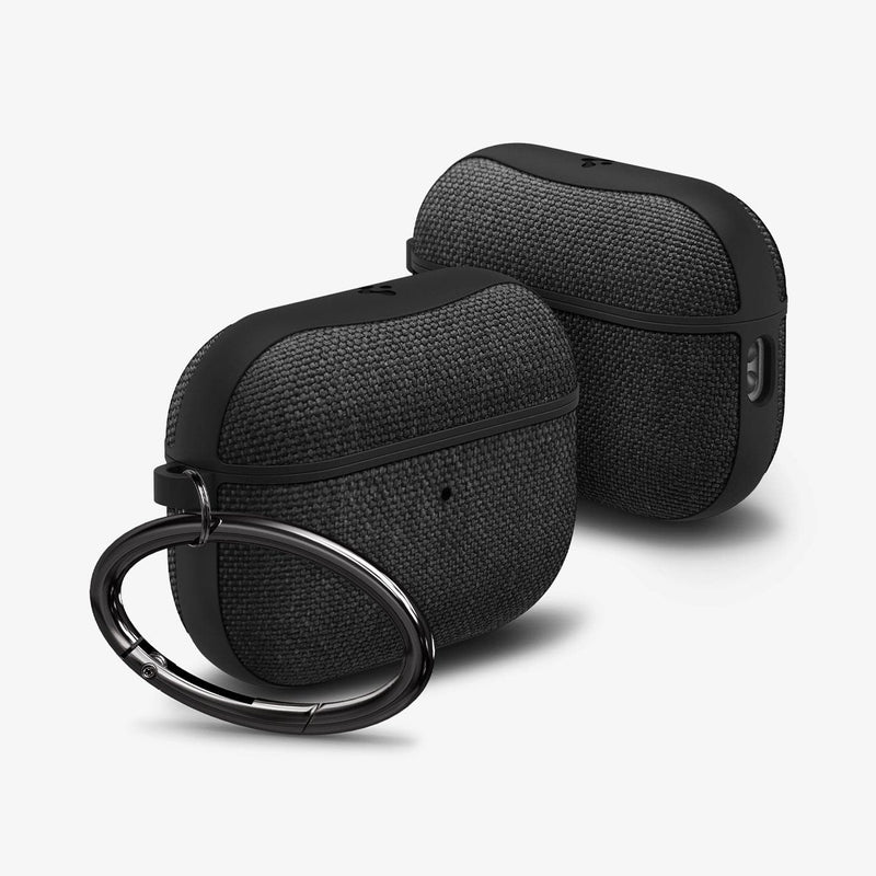 ACS05483 - Apple AirPods Pro 2 Case Urban Fit in black showing the front, top, sides and carabiner