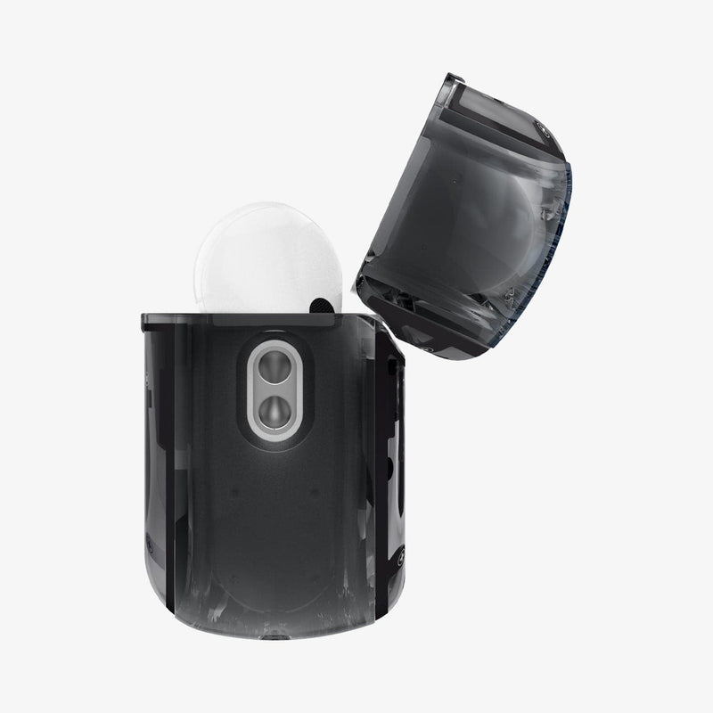 ACS05593 - AirPods Series Ultra Hybrid Zero One (MagFit) Case in zero one showing the side with top open and airpods inside