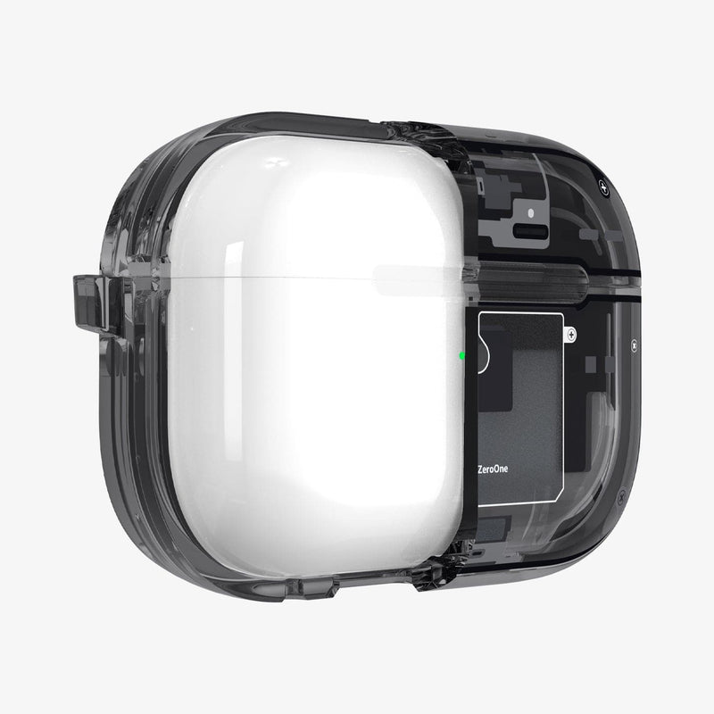 ACS05593 - AirPods Series Ultra Hybrid Zero One (MagFit) Case in zero one showing the front with case cut half open