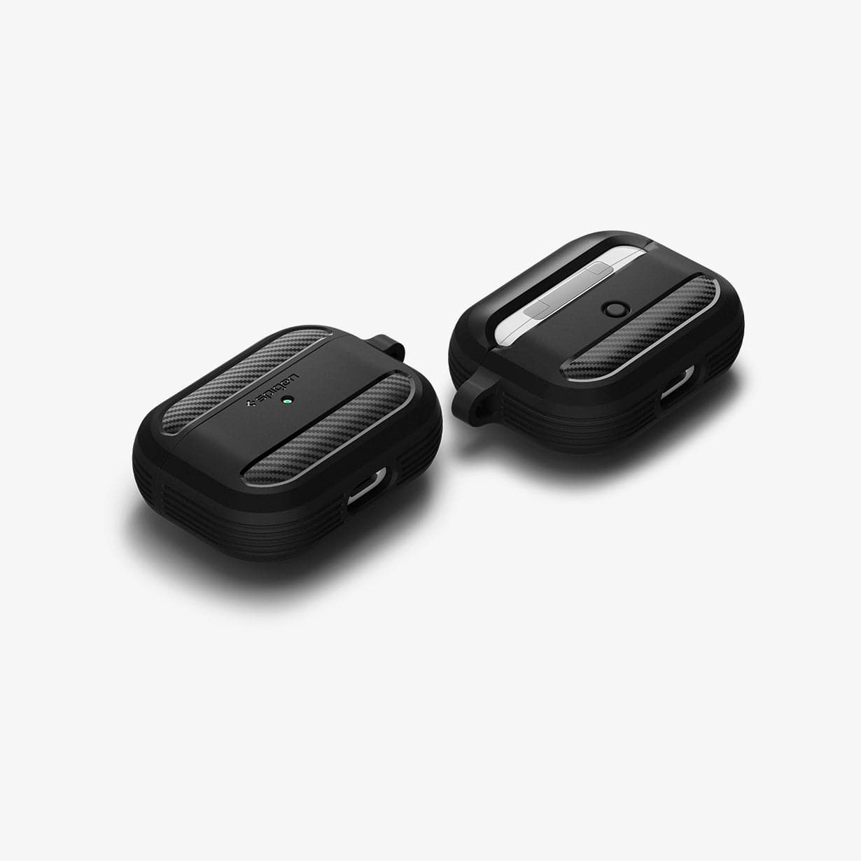 ASD00540 - Apple AirPods Pro Case Rugged Armor in matte black showing the front, back and sides