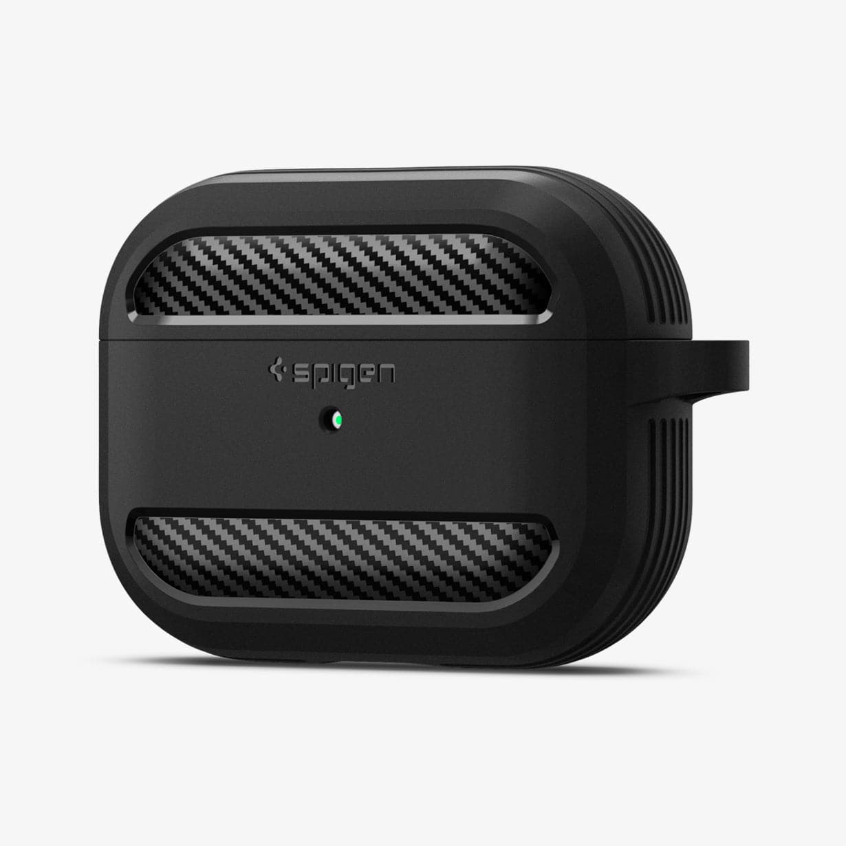 ASD00540 - Apple AirPods Pro Case Rugged Armor in matte black showing the front and side