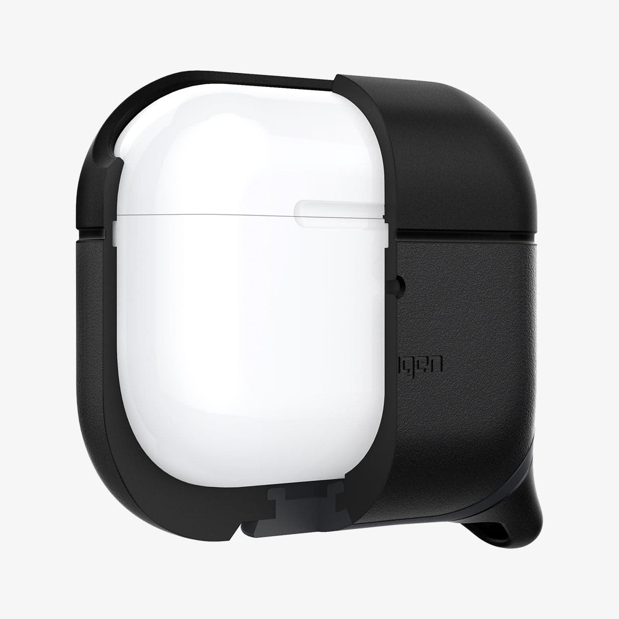 ASD00542 - Apple AirPods Pro / AirPods Pro 2 Case Slim Armor IP in black showing the front with case cut half open