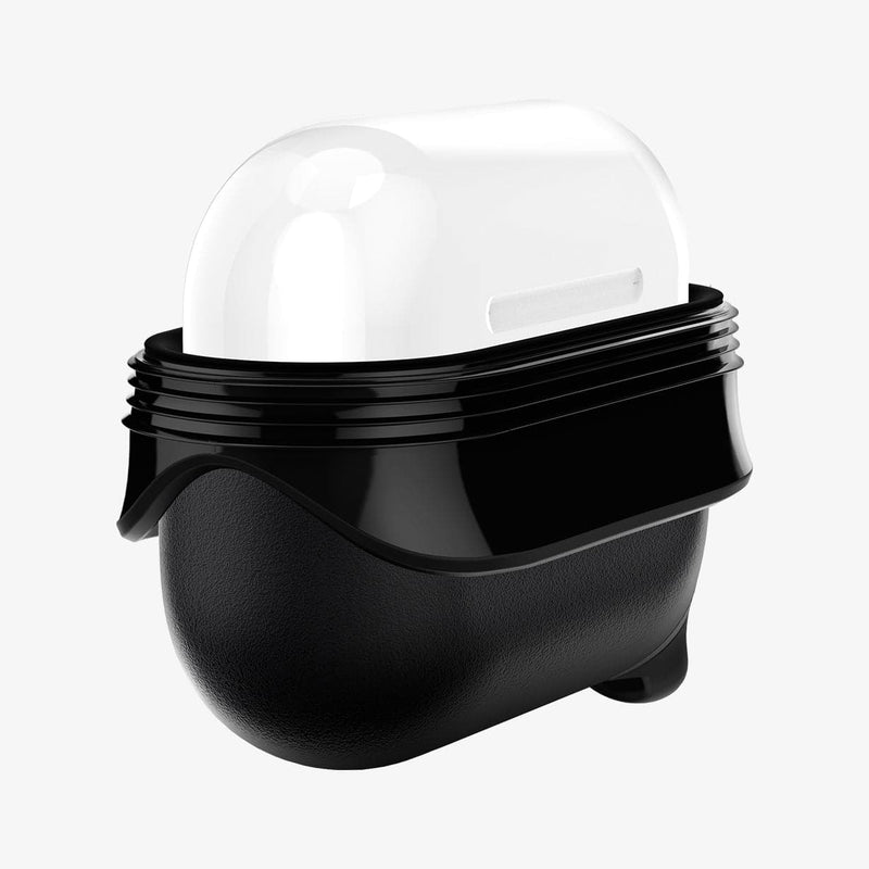 ASD00542 - Apple AirPods Pro / AirPods Pro 2 Case Slim Armor IP in black showing the front and side with two flaps pulled down