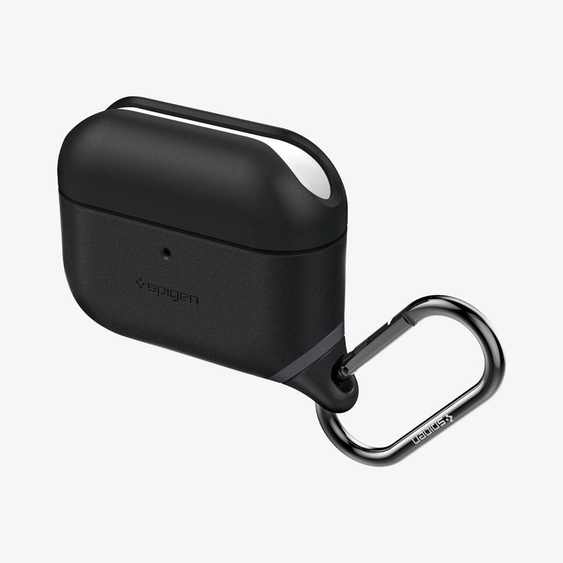 ASD00542 - Apple AirPods Pro / AirPods Pro 2 Case Slim Armor IP in black showing the front, side and carabiner