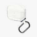 ASD02236 - Apple AirPods Pro / AirPods Pro 2 Case Slim Armor IP in frost clear showing the front, side and carabiner