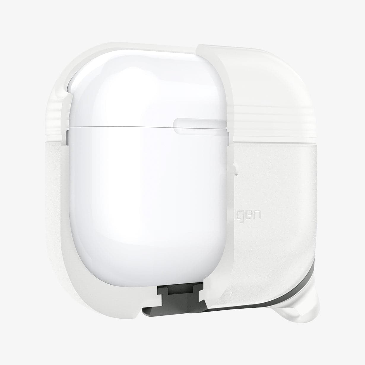 ASD02236 - Apple AirPods Pro / AirPods Pro 2 Case Slim Armor IP in frost clear showing the front with case cut half open