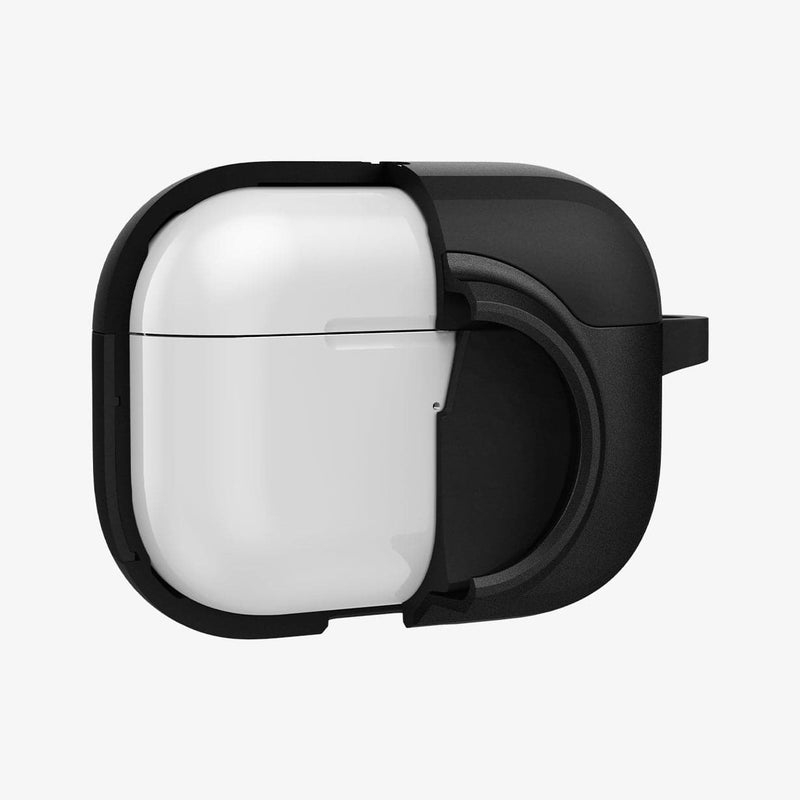 ACS03167 - Apple AirPods Pro Case Tag Armor Duo in black showing the front with case cut half open