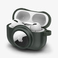 ACS04391 - Apple AirPods Pro Case Tag Armor Duo in military green showing the front, side and top open with AirPods inside