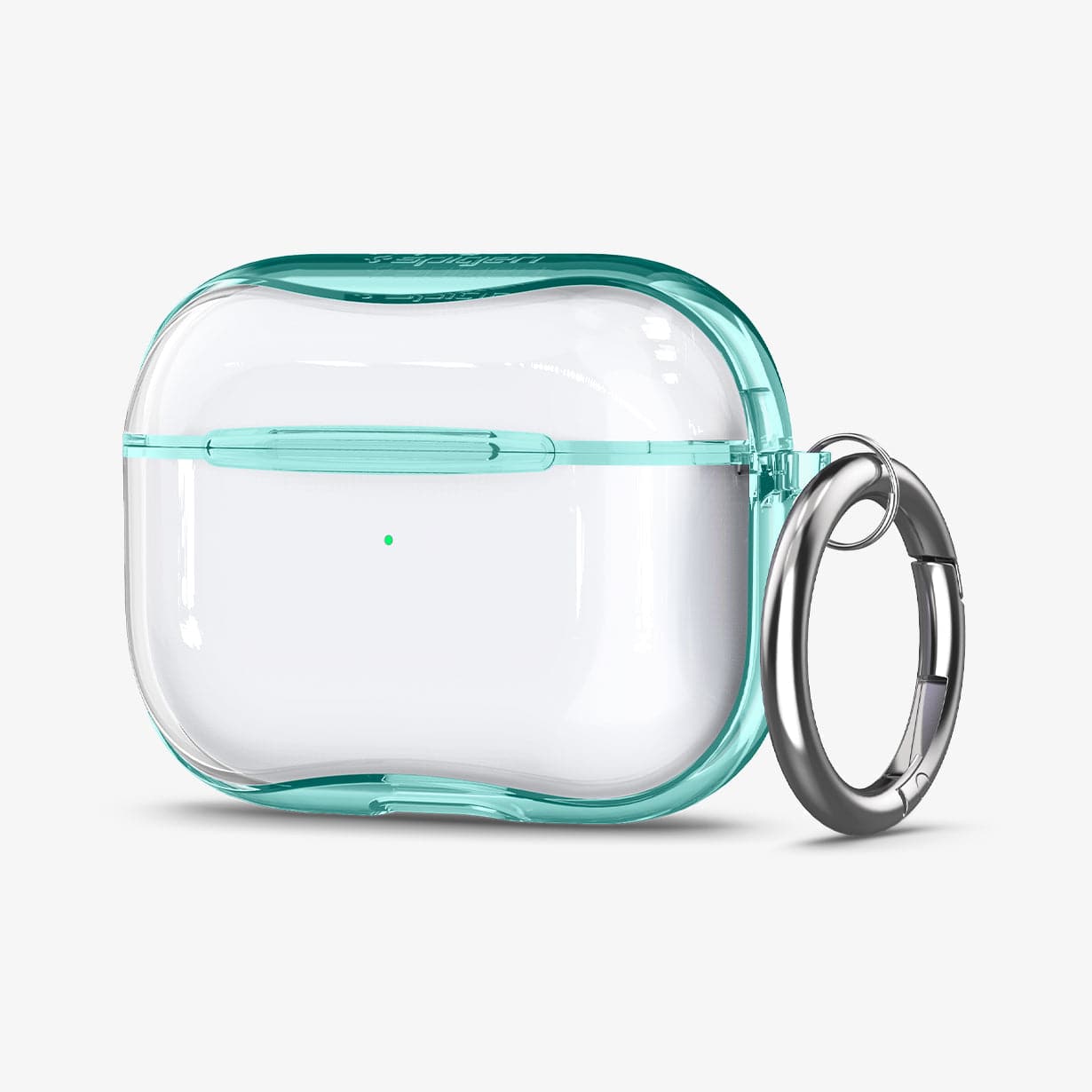 ASD01290 - Apple AirPods Pro Case Ultra Hybrid in green crystal showing the front, side and carabiner