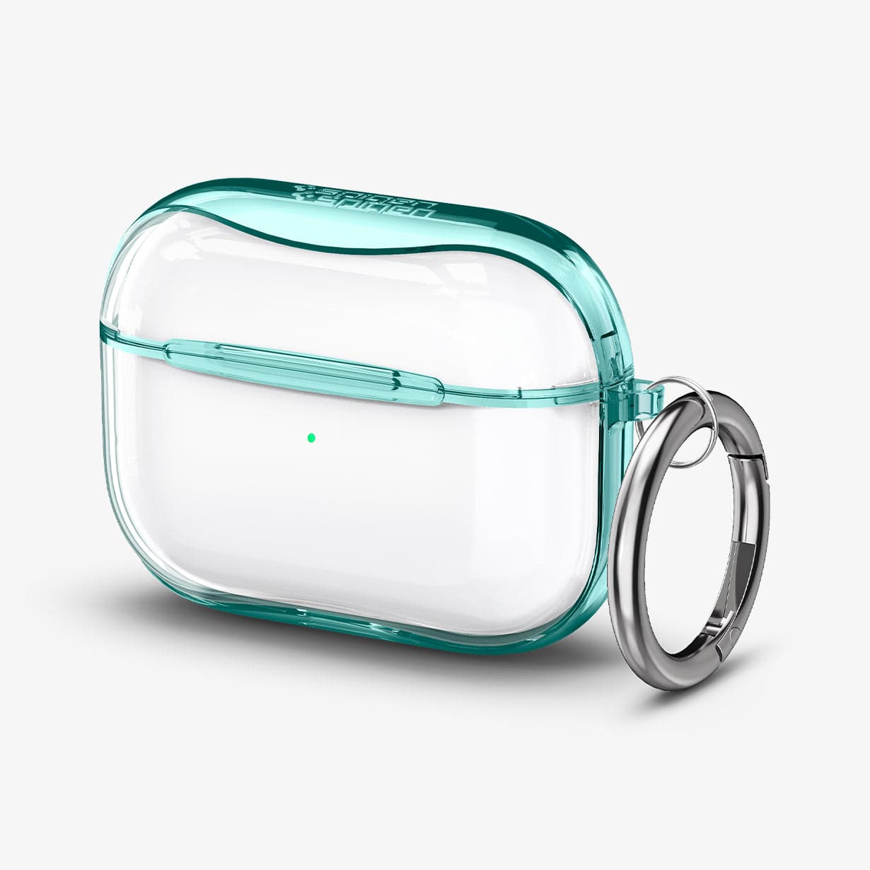 ASD01290 - Apple AirPods Pro Case Ultra Hybrid in green crystal showing the front and carabiner