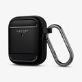 ASD01117 - Apple AirPods 1 / 2 Case Rugged Armor in matte black showing the front with carabiner