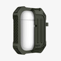 074CS26499 - Apple AirPods 1 / 2 Case Tough Armor in military green showing the front with case cut half open