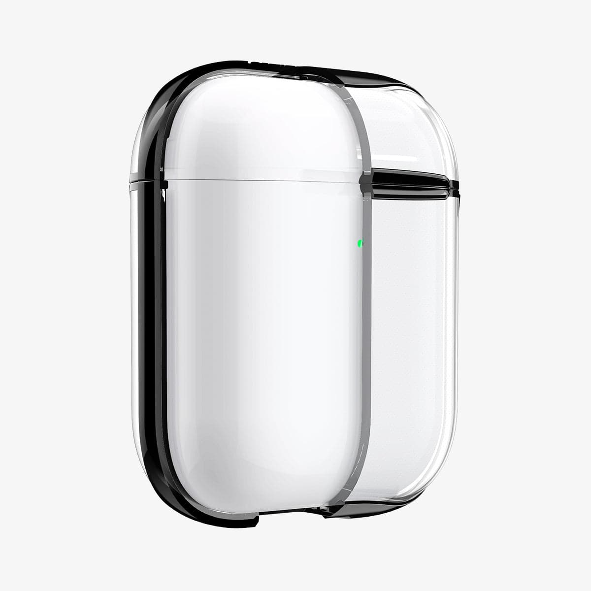 ASD01300 - Apple AirPods 1 / 2 Case Ultra Hybrid in black showing the front with case cut half open