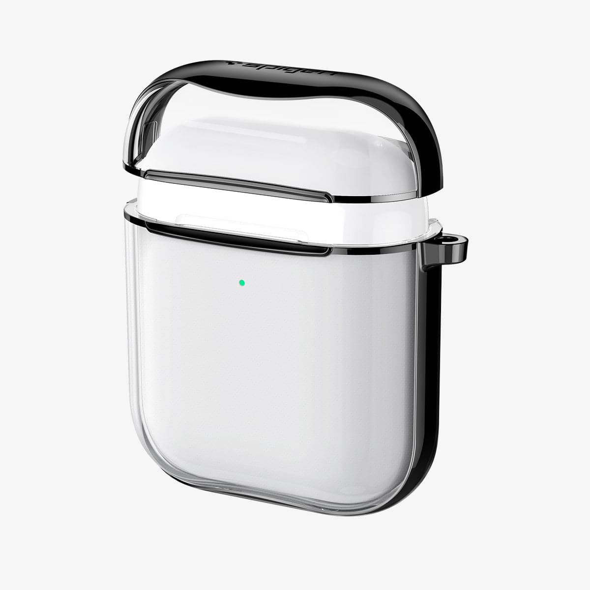 ASD01300 - Apple AirPods 1 / 2 Case Ultra Hybrid in black showing the front with top half of case hovering above