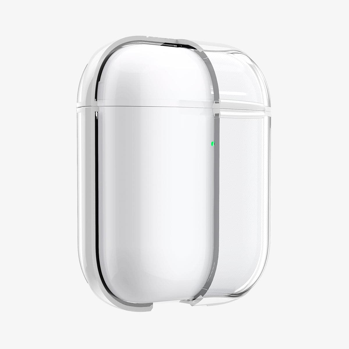 ASD01301 - Apple AirPods 1 / 2 Case Ultra Hybrid in jet white showing the front with case cut half open
