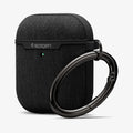 074CS27030 - Apple AirPods 1 / 2 Case Urban Fit in black showing the front, side and carabiner