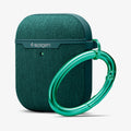 ASD00678 - Apple AirPods 1 / 2 Case Urban Fit in midnight green showing the front, side and carabiner