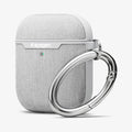 074CS27031 - Apple AirPods 1 / 2 Case Urban Fit in gray showing the front, side and carabiner