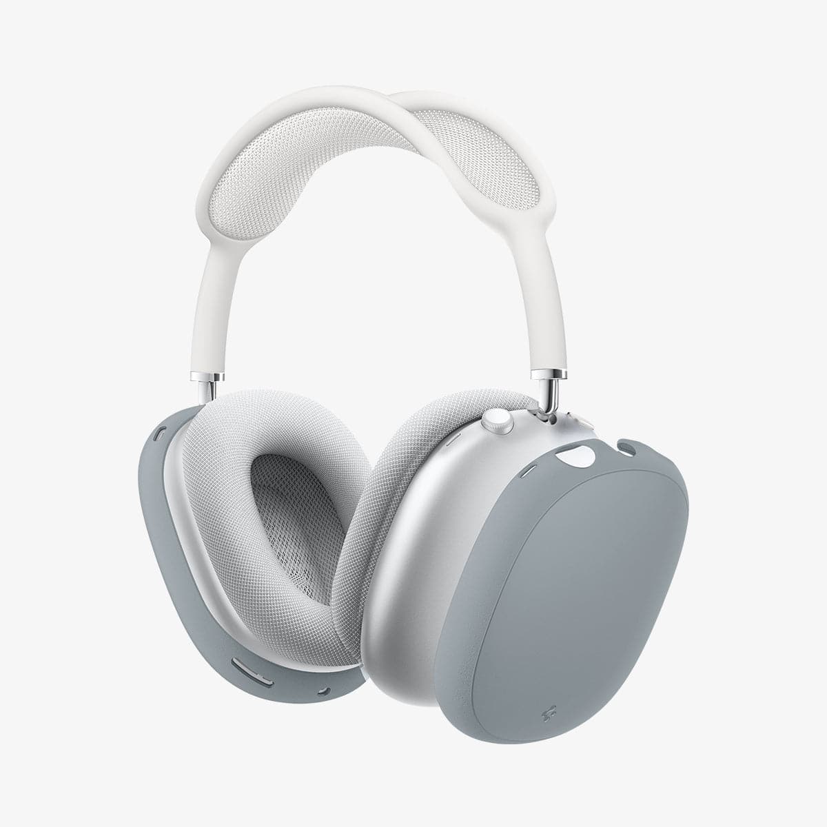 ASD02812 - AirPods Max Case Silicone Fit in gray showing the case hovering slightly away from headphone