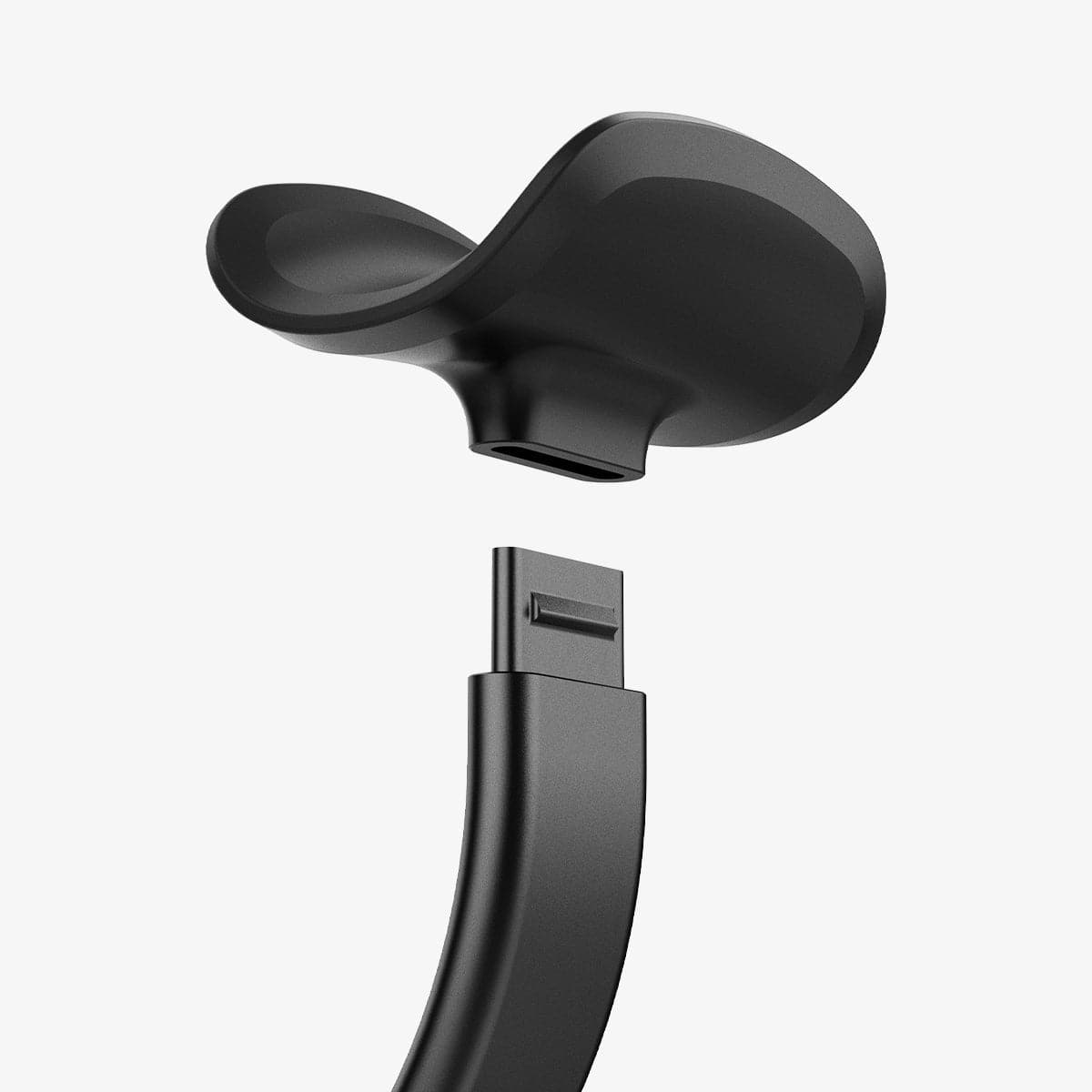 AMP02818 - Apple Airpods Max MagFit Stand in black showing the top stand portion hovering above remainder of stand