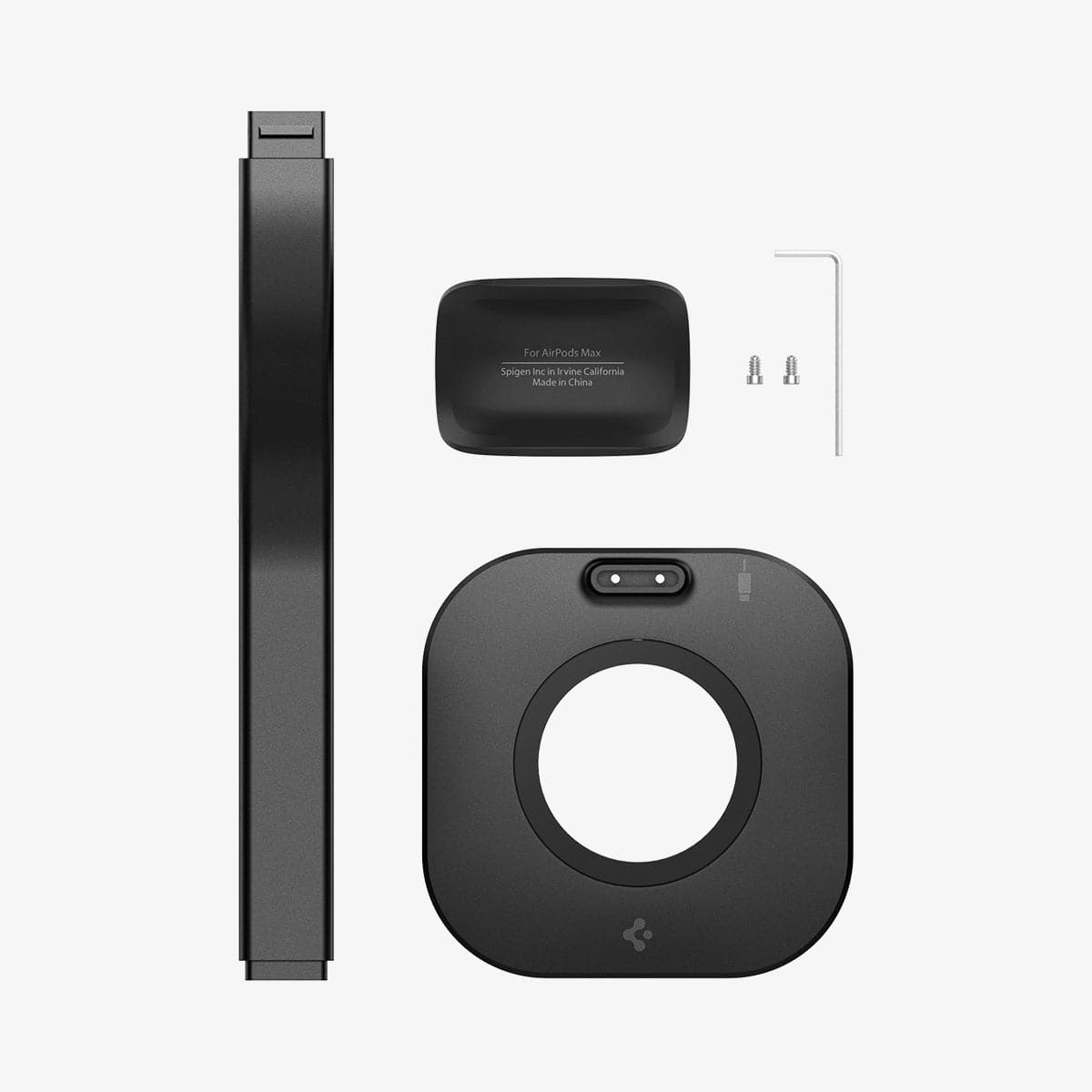 AMP02818 - Apple Airpods Max MagFit Stand in black showing the multiple parts of stand