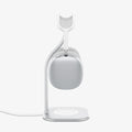 AMP02817 - Apple Airpods Max MagFit Stand in silver showing the side with AirPods Max on stand