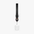 ASD05860 - AirPods Series Lanyard + Keychain in black showing the lanyard attached to AirPods