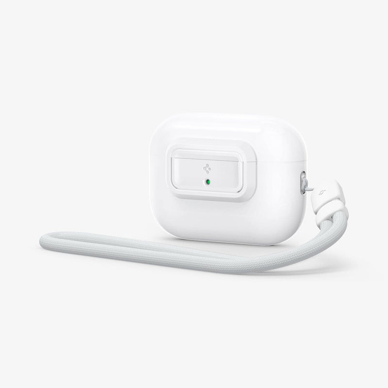 ASD06090 - Apple AirPods Pro / AirPods Pro 2 Case Lock Fit in white showing the front and side with lanyard