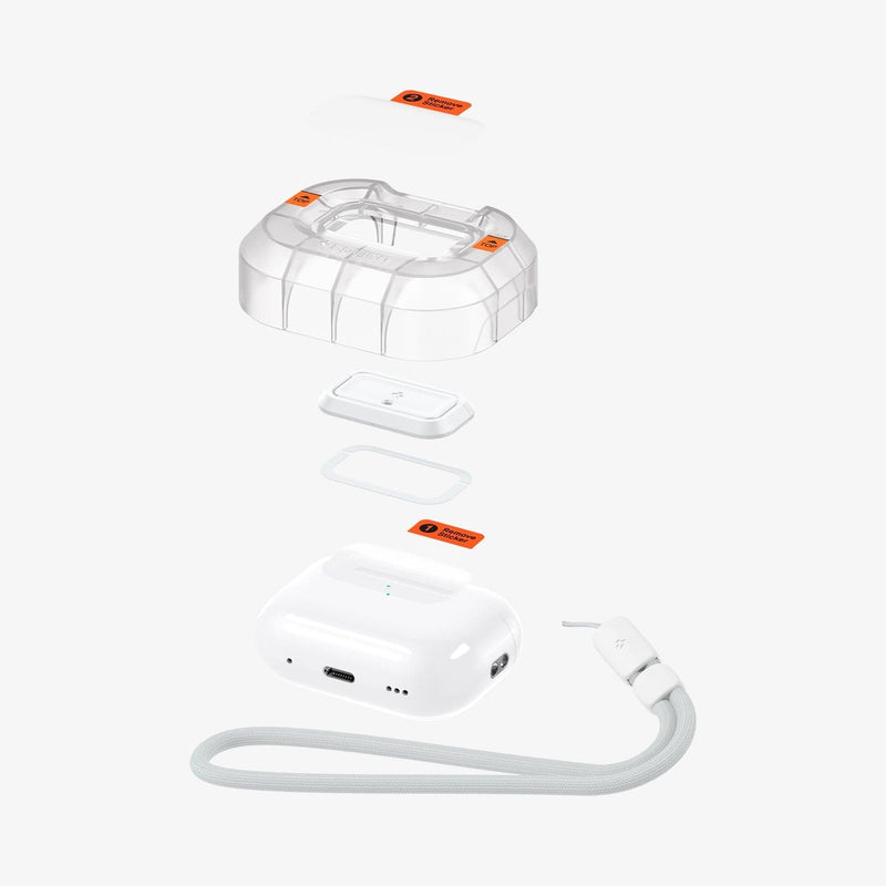  Spigen Lock Fit M [EZ FIT] Dispositivo de bloqueo compatible  con AirPods Pro de 2ª generación/AirPods Pro con cordón [incluye kit de  instalación] Funda de carga no incluida, color blanco 