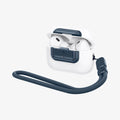 ASD06153 - AirPods Pro 2 Lock Fit M in Metal Slate showing the front, side with lanyard attached and top slightly open with AirPods inside