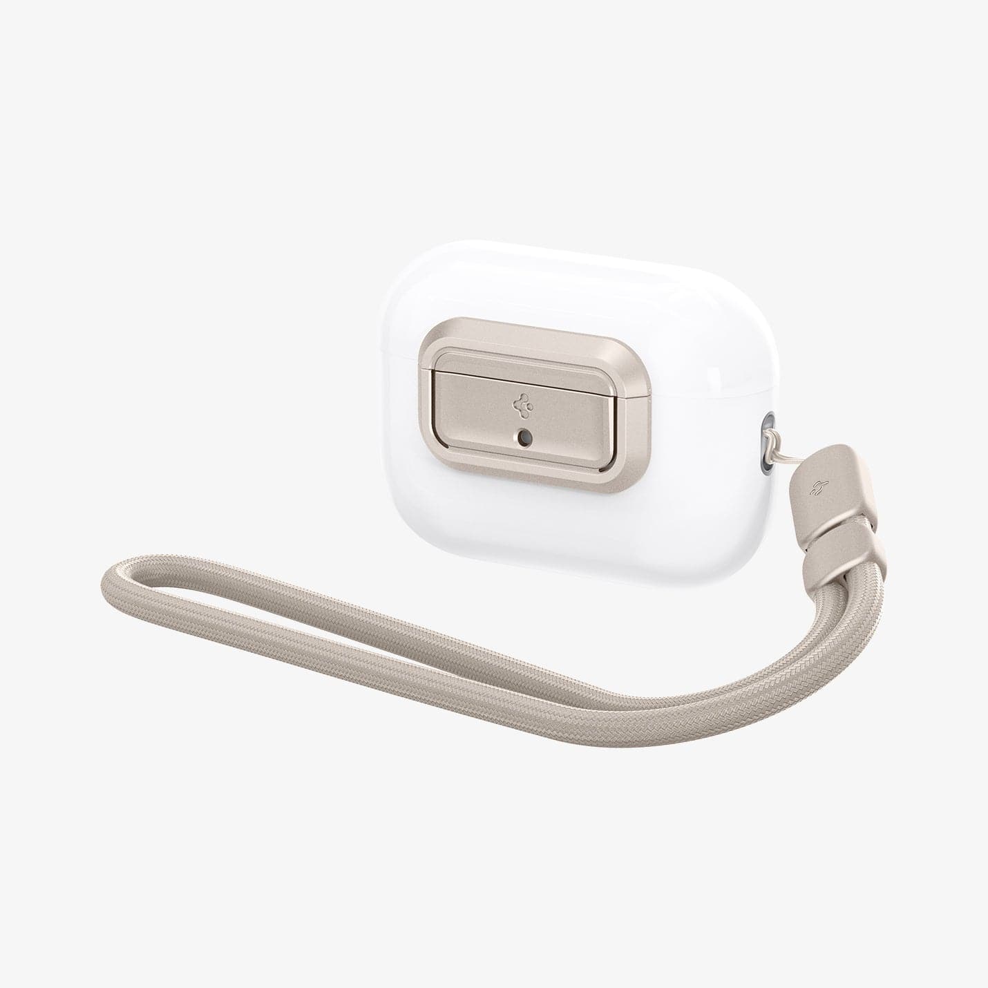 ASD06154 - AirPods Pro 2 Lock Fit M in Starlight showing the front and side with lanyard attached