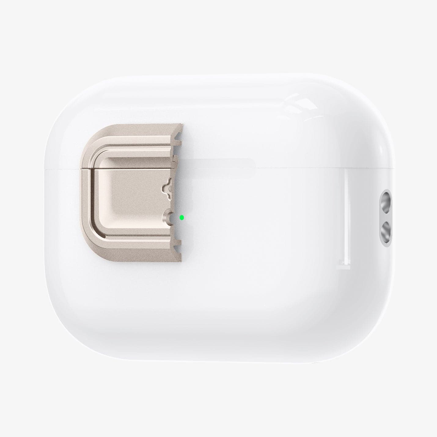 ASD06154 - AirPods Pro 2 Lock Fit M in Starlight showing the front with half of Lock Fit M cut open