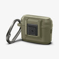 ACS05911 - Apple AirPods Pro 2 Case Lock Fit in vintage khaki showing the front and side with carabiner