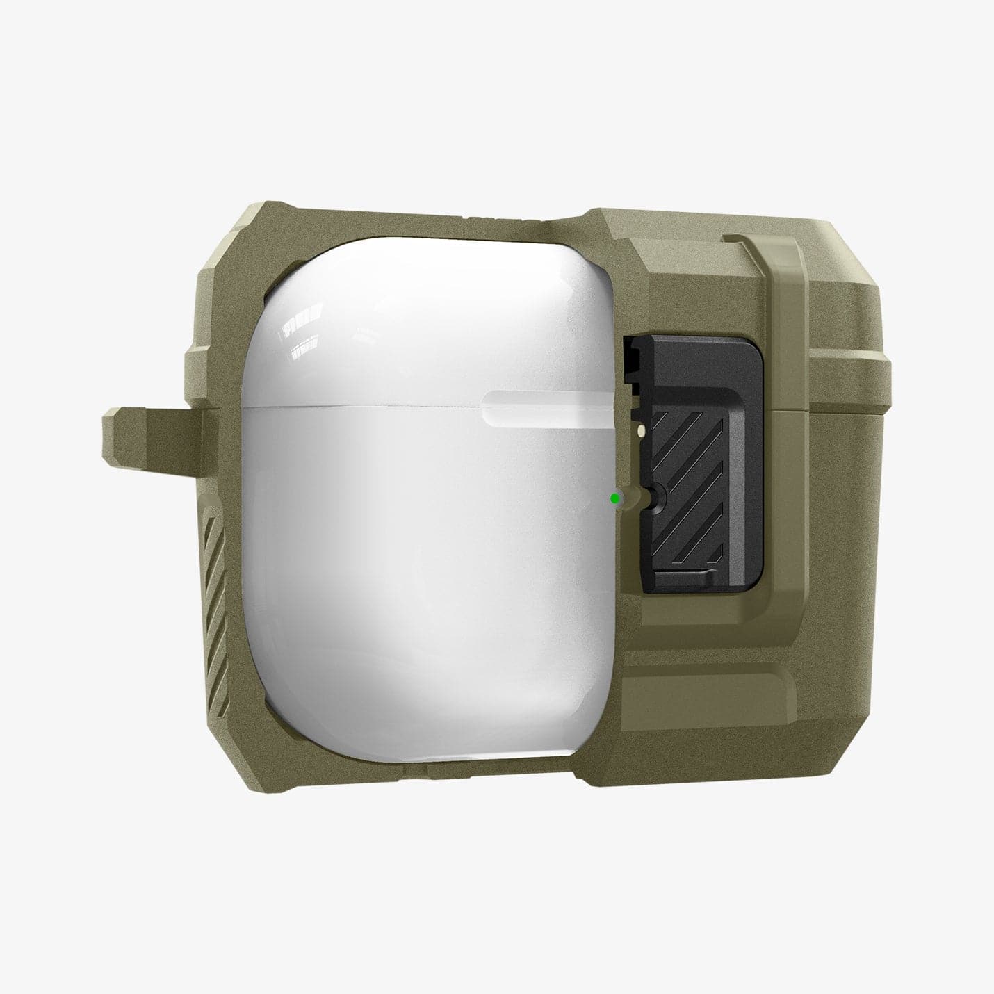ACS05911 - Apple AirPods Pro 2 Case Lock Fit in vintage khaki showing the front with case half cut open