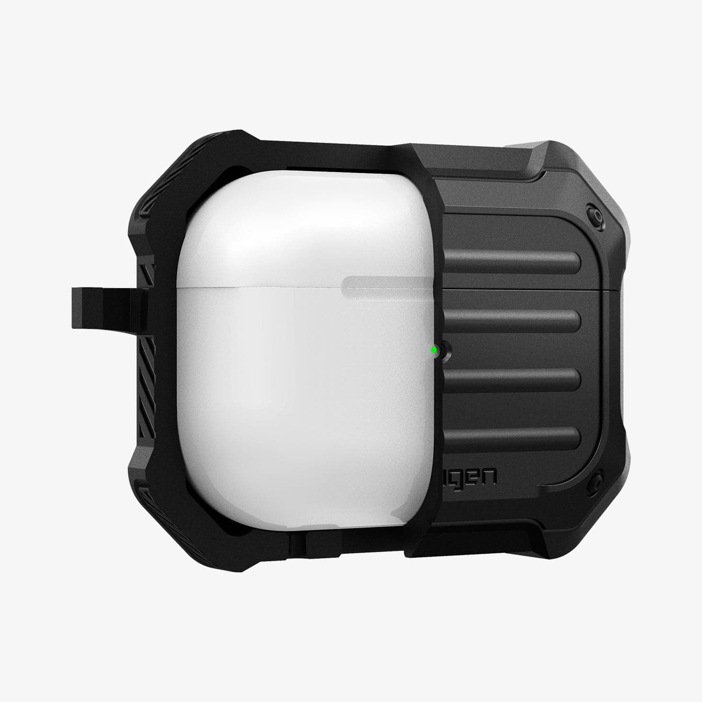 ACS05480 - Apple AirPods Pro 2 Case Tough Armor in black showing the front with case cut half open