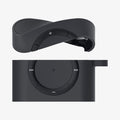 ASD00838 - Apple AirPods Pro Case Classic Shuffle in charcoal gray showing the top half of case bending and hovering above bottom half of case