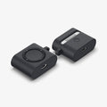 ASD00838 - Apple AirPods Pro Case Classic Shuffle in charcoal gray showing the front, back and bottom