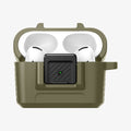 ACS05910 - Apple AirPods Pro Case Lock Fit in vintage khaki showing the front with top open and AirPods inside