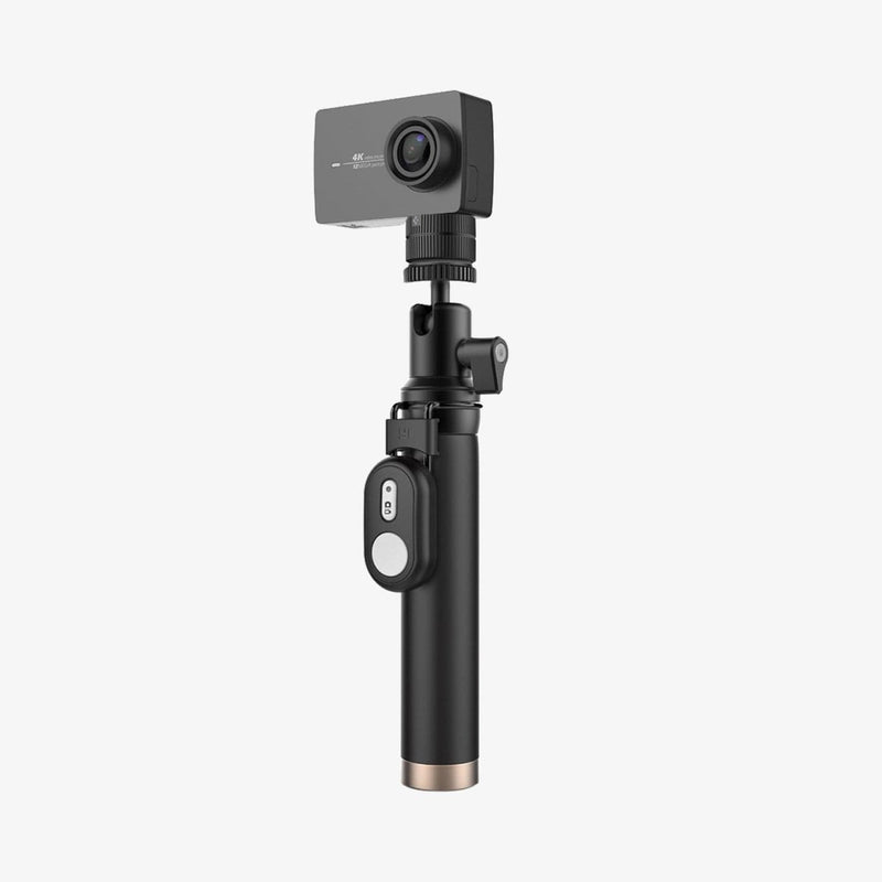 AHP04759 - AirTag Camera Mount Adapter in black showing the adapter installed onto gopro camera mount