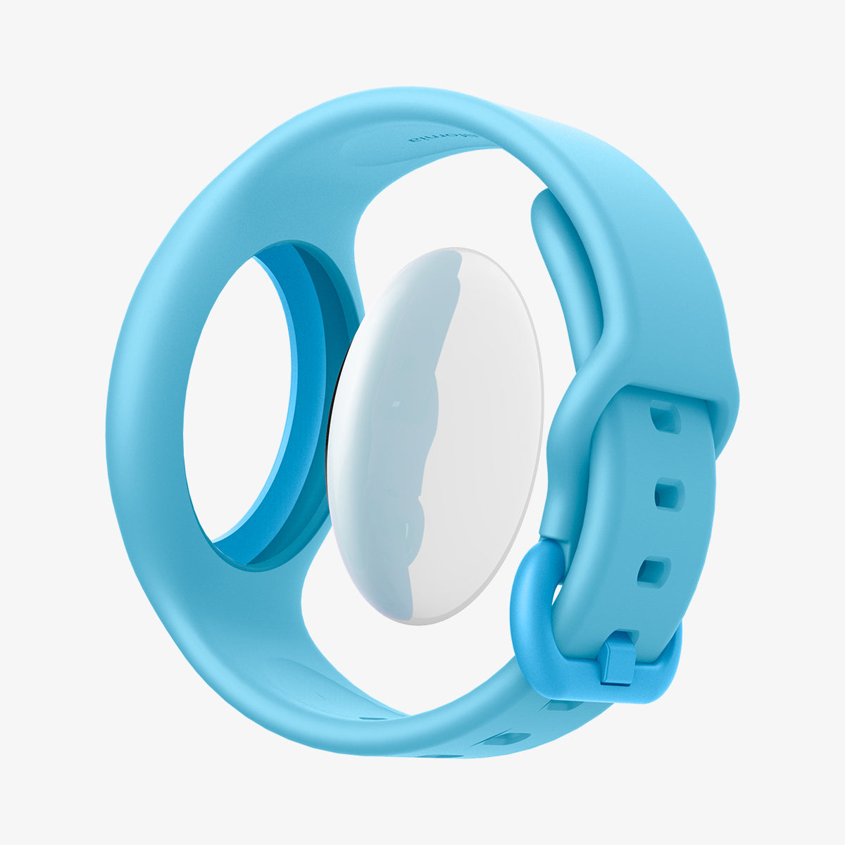AHP03027 - AirTag Wristband Play 360 in ocean blue showing the back with airtag hovering away from band