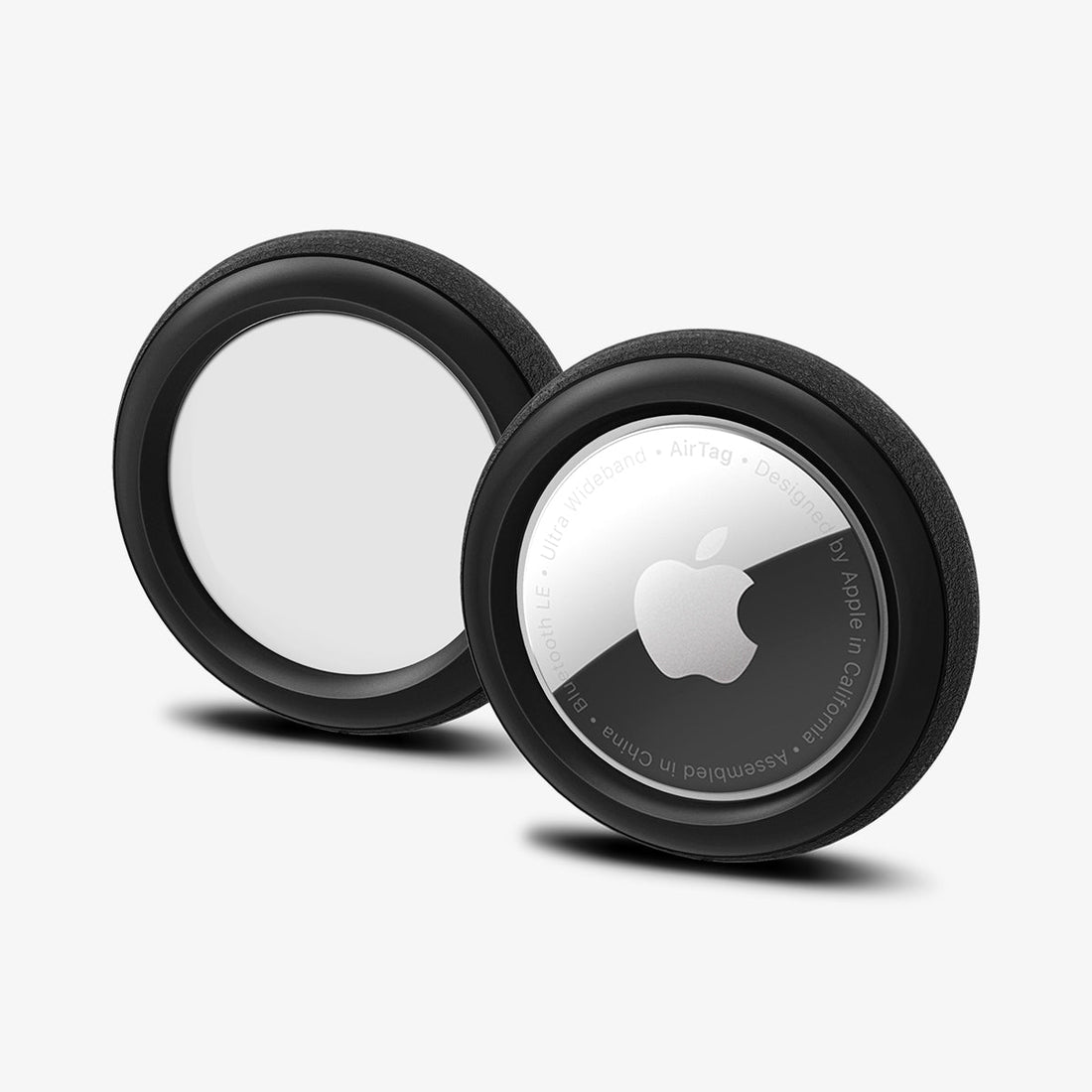 AHP03070 - Apple AirTag Case Silicone Fit in black showing the back and front