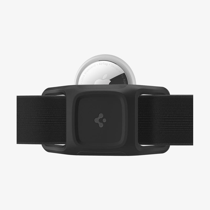 AHP03868 - Apple AirTag Tag Armor in black showing the front with airtag hovering behind