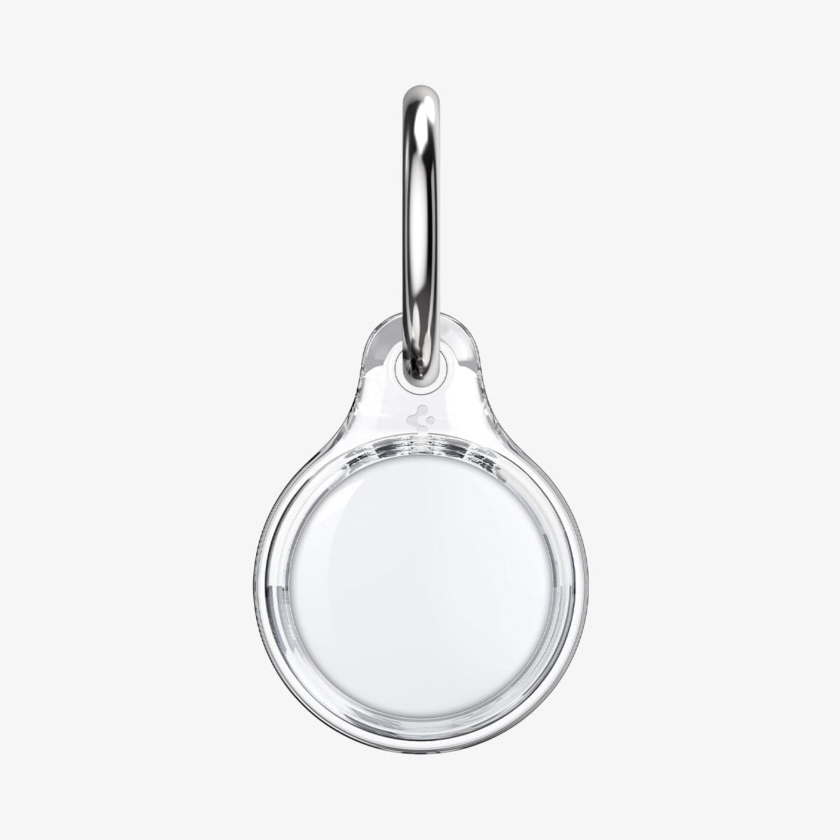 AHP03124 - Apple AirTag Case Ultra Hybrid in crystal clear showing the back with keyring on