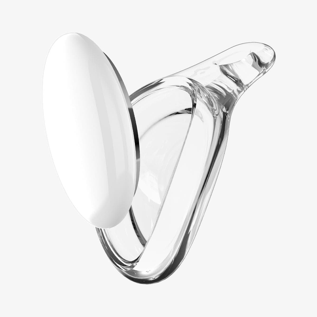 AHP03124 - Apple AirTag Case Ultra Hybrid in crystal clear showing the front with airtag angled in front with keyring off