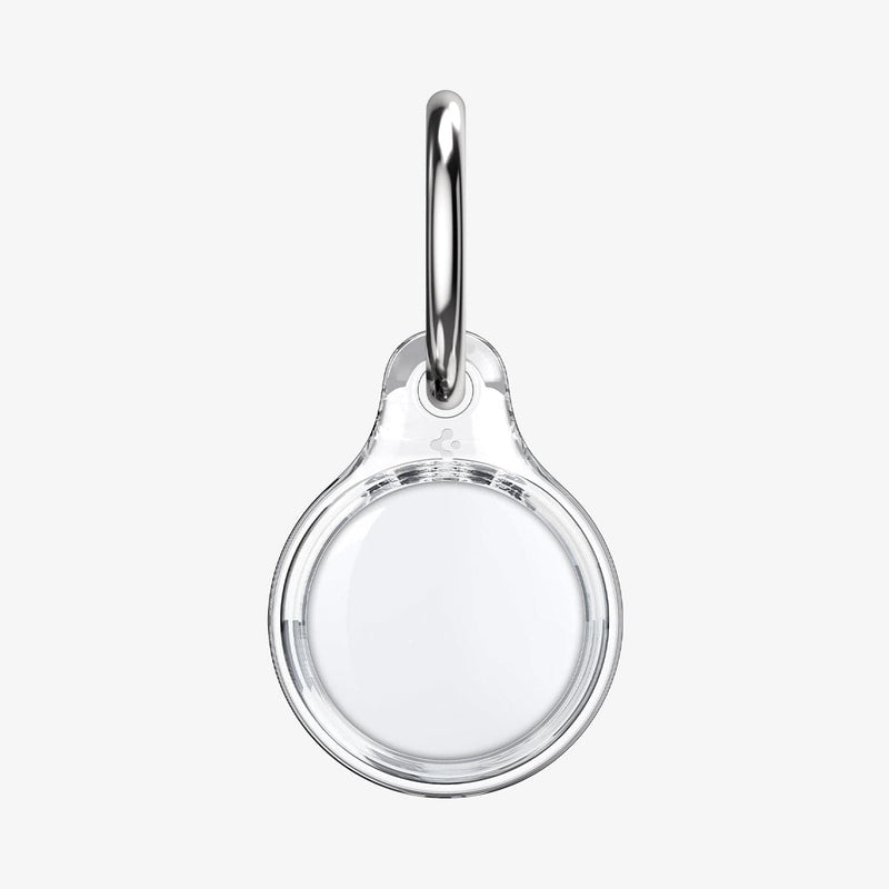 AHP03124 - Apple AirTag Case Ultra Hybrid in crystal clear showing the back with keyring on